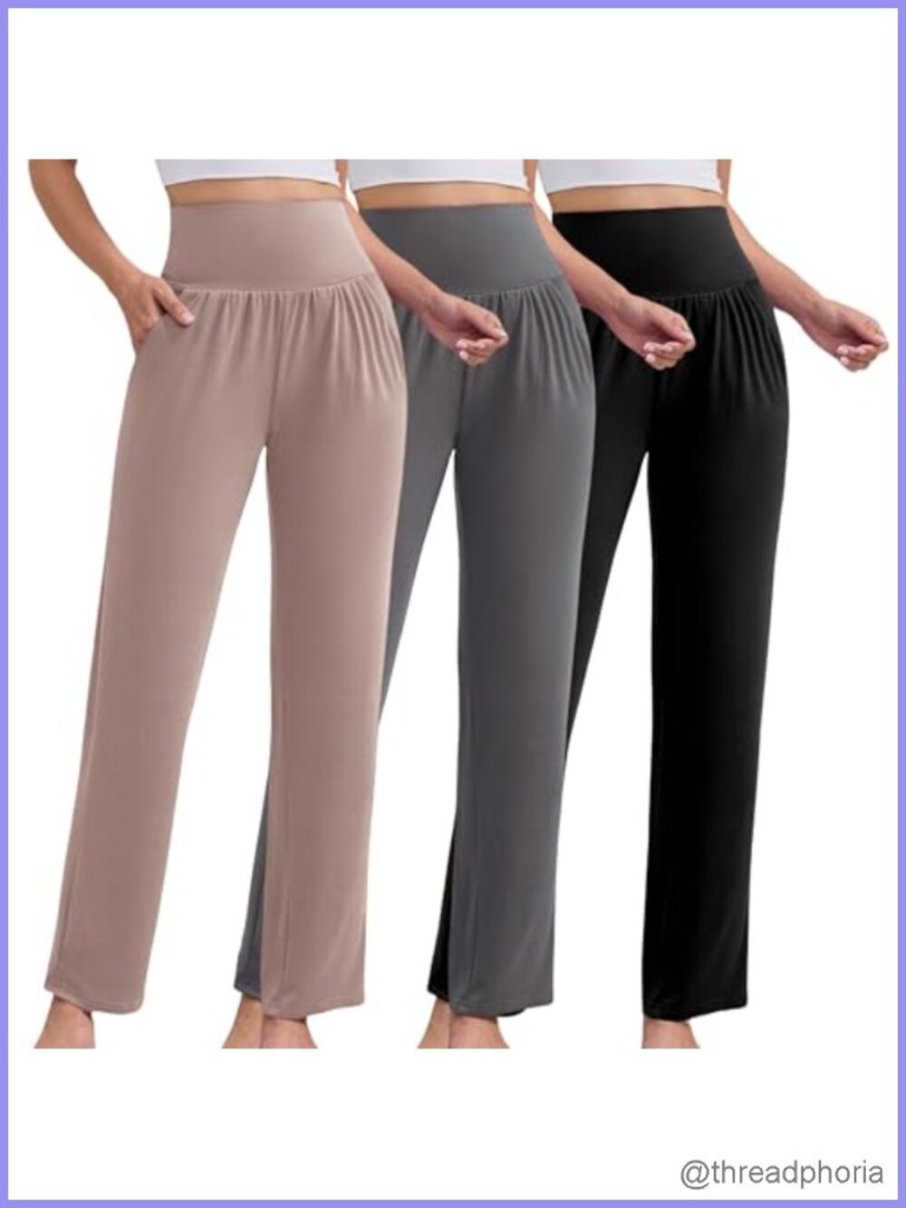 3 Pack Petite Wide Leg Sweatpants Lounge Pants with Pockets S-2XL